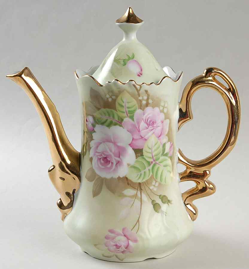 Heritage Green Coffee Pot & Lid by Lefton-1