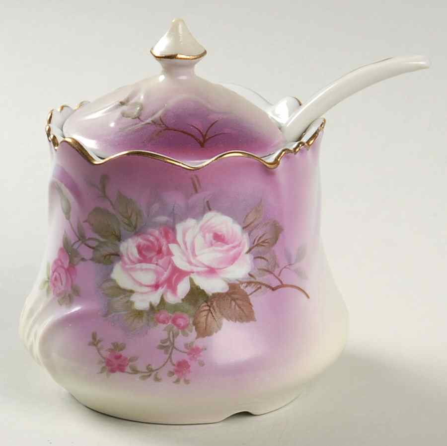 Heavenly Rose Jam/Jelly & Lid by Lefton-1
