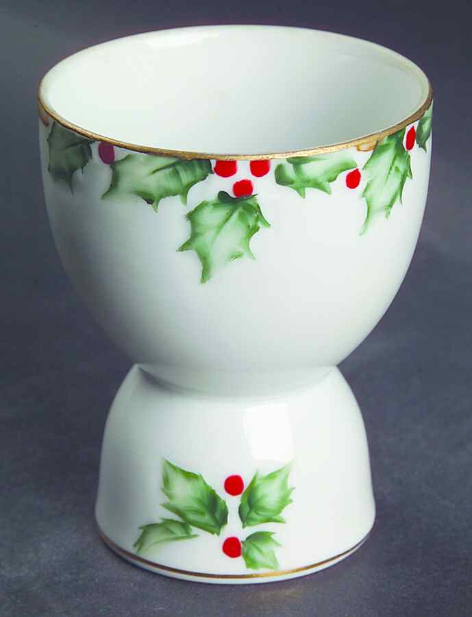 Holly Garland Double Egg Cup by Lefton-1