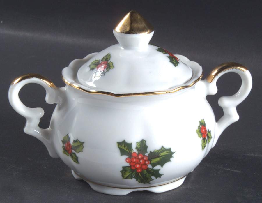 Holly Sugar Bowl & Lid by Lefton-1