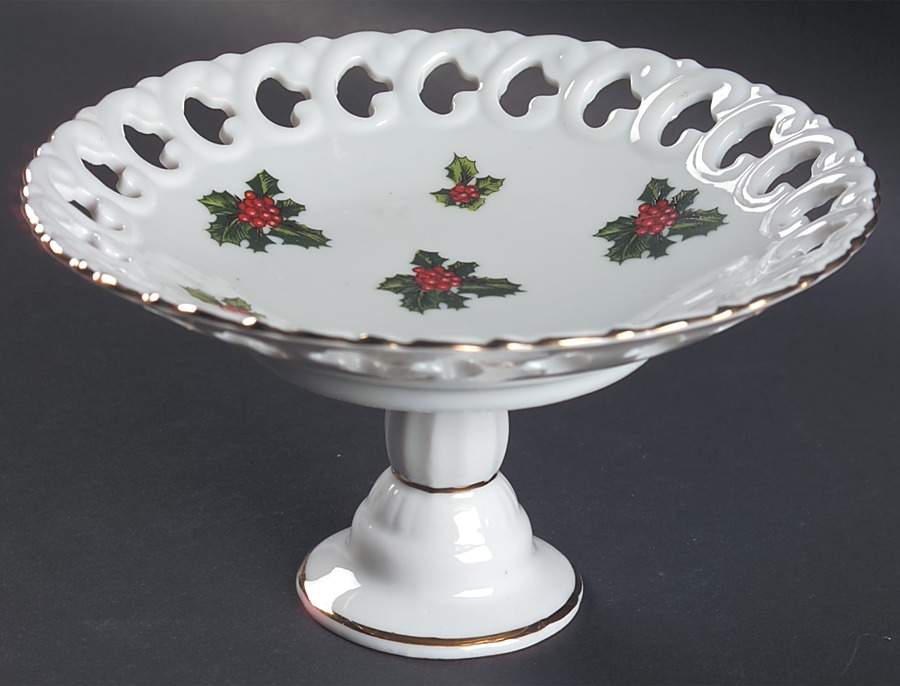Holly Round Compote (Height X Width) by Lefton-1