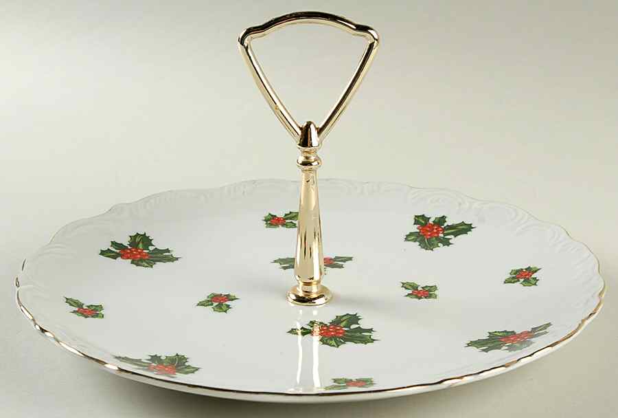 Holly Round Serving Plate with Handle (LP) by Lefton-1