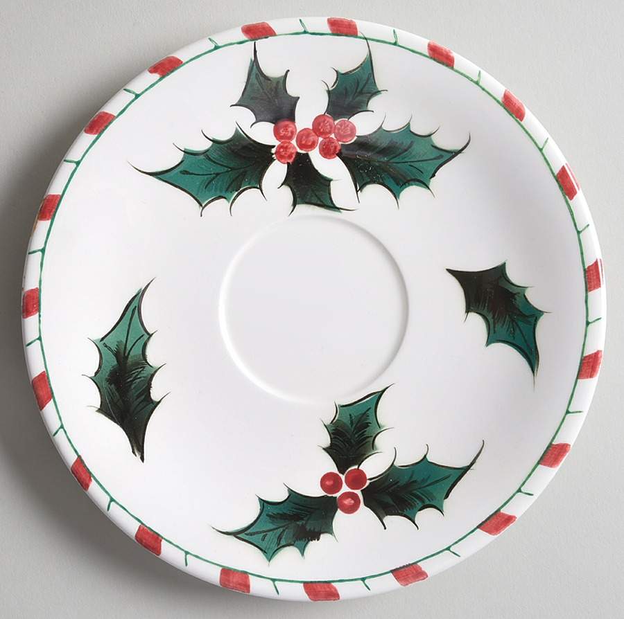 Holly Candy Cane Saucer by Lefton-1