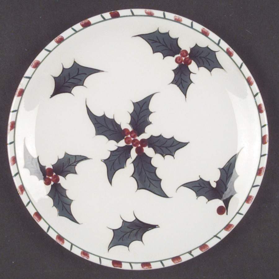 Holly Candy Cane Salad Plate by Lefton-1