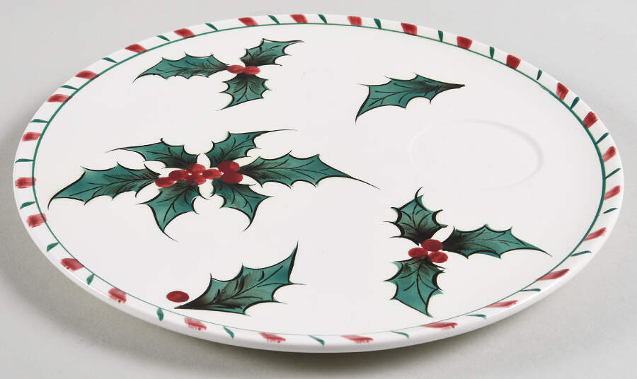 Holly Candy Cane Snack Plate by Lefton-1