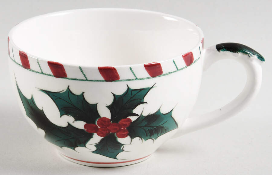 Holly Candy Cane Snack Cup by Lefton-1