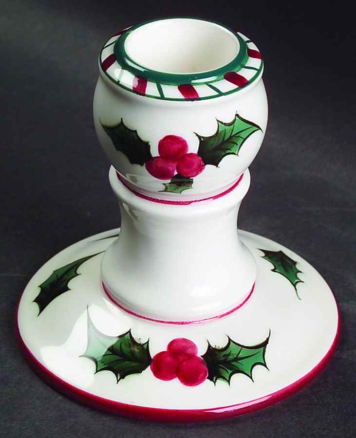 Holly Candy Cane 3" Candlestick by Lefton-1