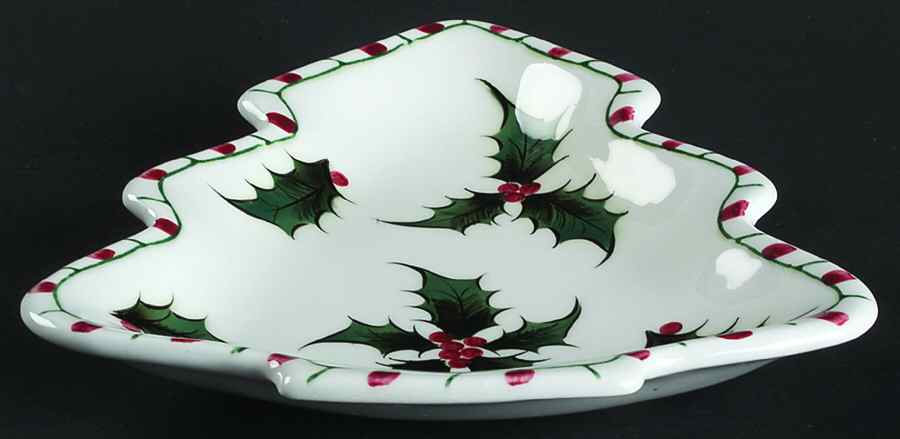 Holly Candy Cane Open Candy Dish by Lefton-1