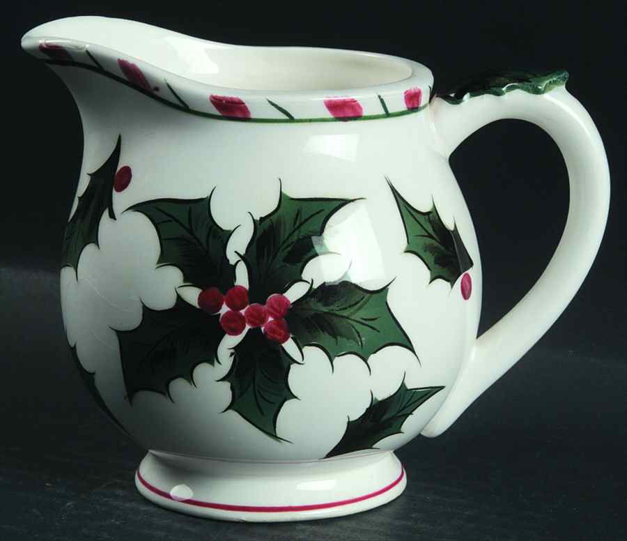 Holly Candy Cane 16 Oz Pitcher by Lefton-1