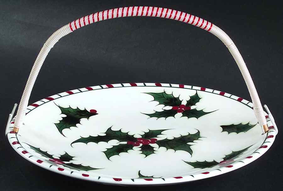 Holly Candy Cane Handled Luncheon Plate by Lefton-1
