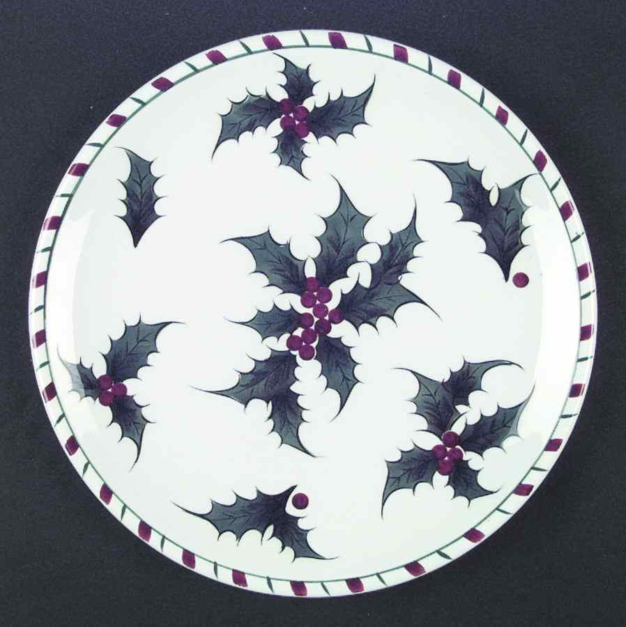 Holly Candy Cane Dinner Plate by Lefton-1