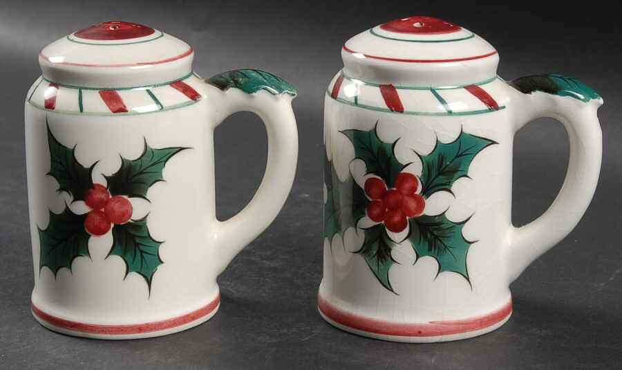 Holly Candy Cane Salt & Pepper Set by Lefton-1