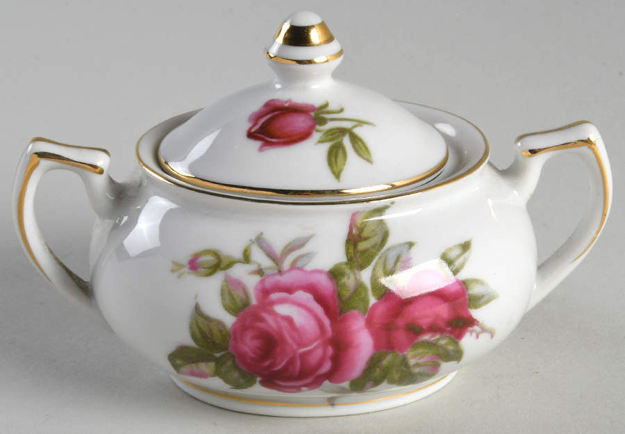 Crimson Rose-Smooth Mini Sugar Bowl & Lid by Lefton-1