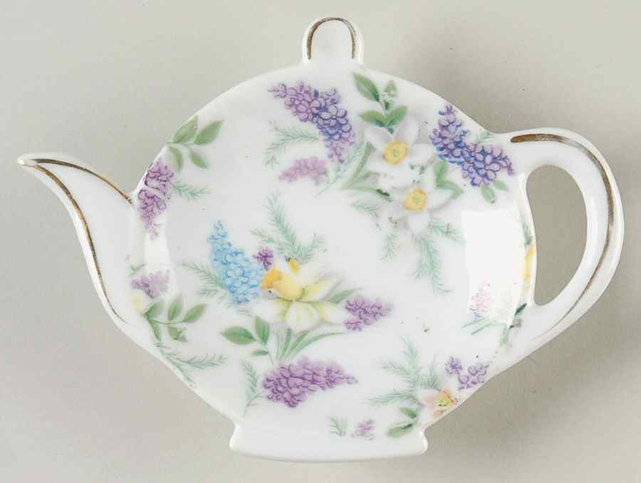 Lilac Chintz Tea Bag Holder by Lefton-1