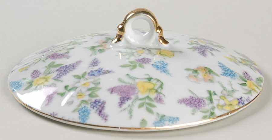 Lilac Chintz Lid for 5" Candy Box by Lefton-1