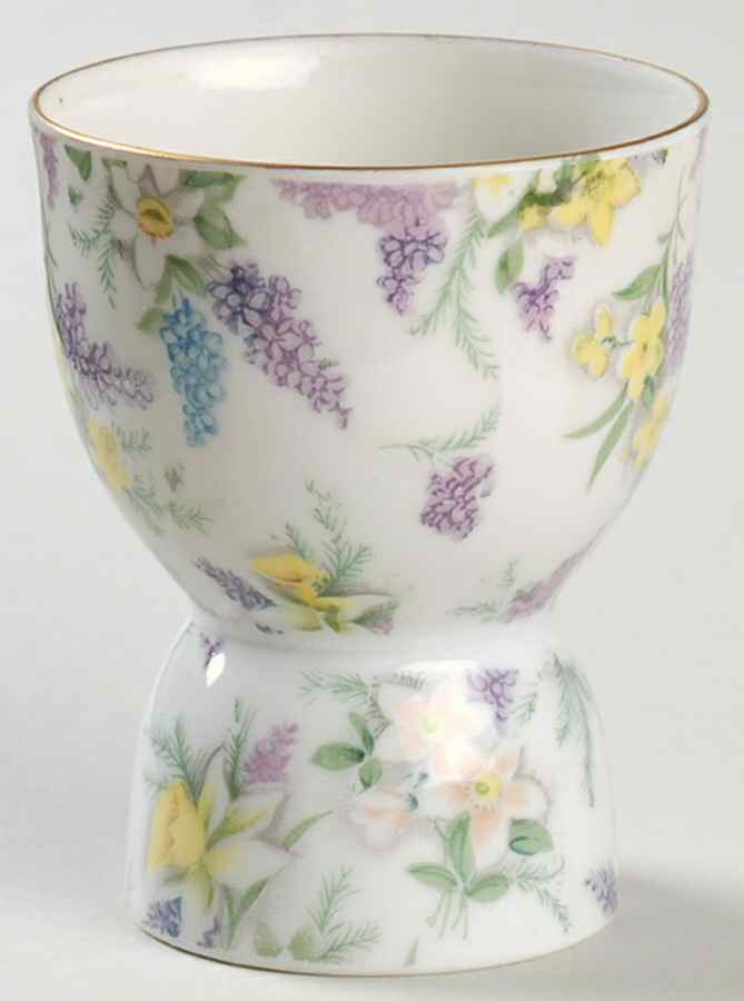 Lilac Chintz Double Egg Cup by Lefton-1