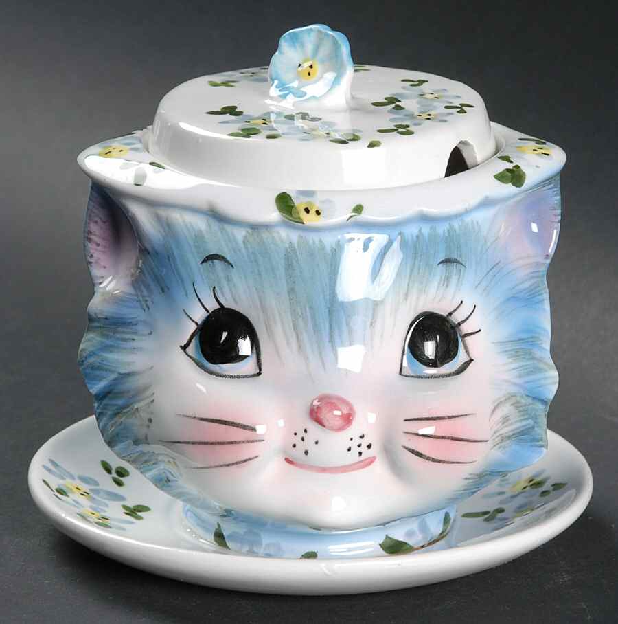 Miss Priss Jam/Jelly & Lid w/Attached Underplate by Lefton-1