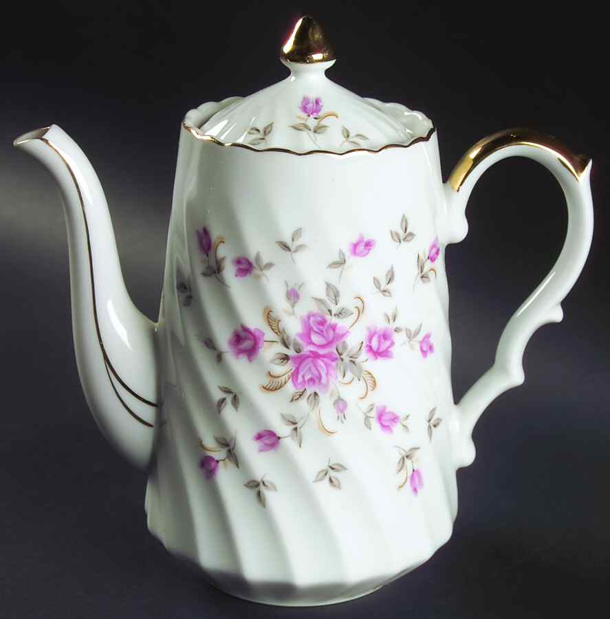 Moss Rose Coffee Pot & Lid by Lefton-1
