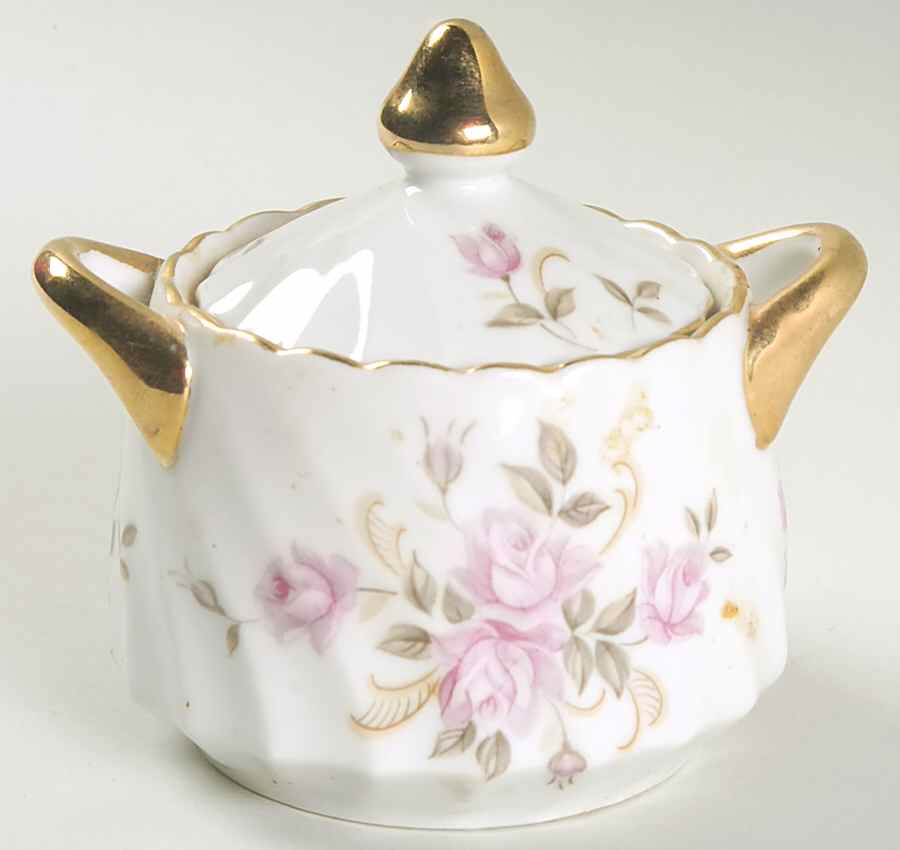Moss Rose Sugar Bowl & Lid by Lefton-1