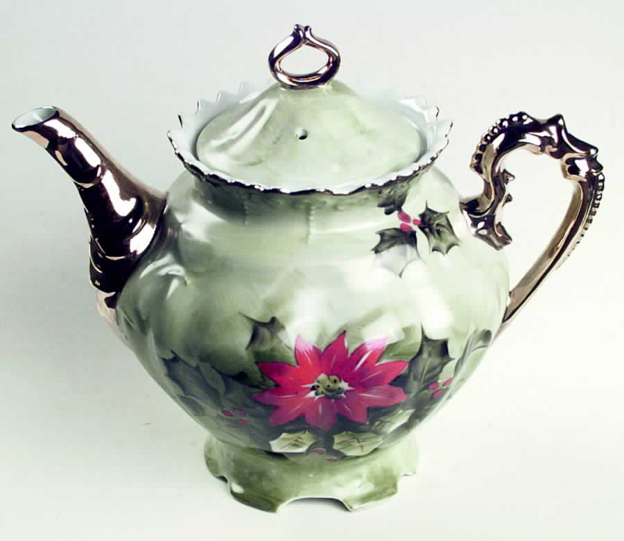 Poinsettia Teapot & Lid by Lefton-1