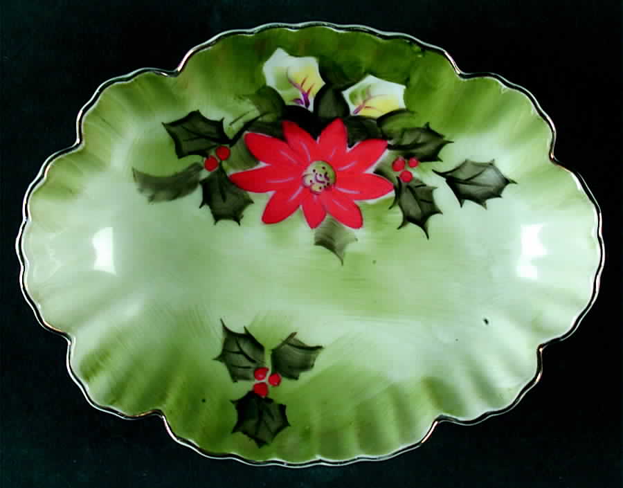 Poinsettia Mint Dish by Lefton-1