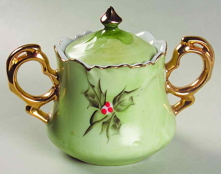 Poinsettia Sugar Bowl & Lid by Lefton-1
