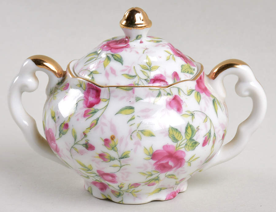 Rose Chintz Mini Sugar Bowl & Lid by Lefton-1