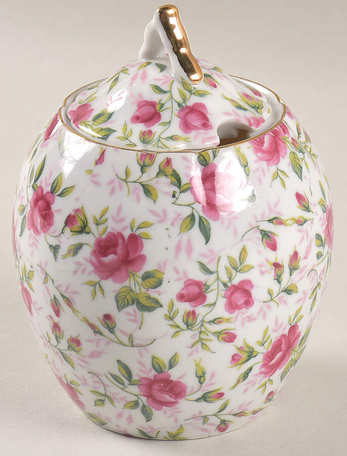 Rose Chintz Jam/Jelly & Lid by Lefton-1