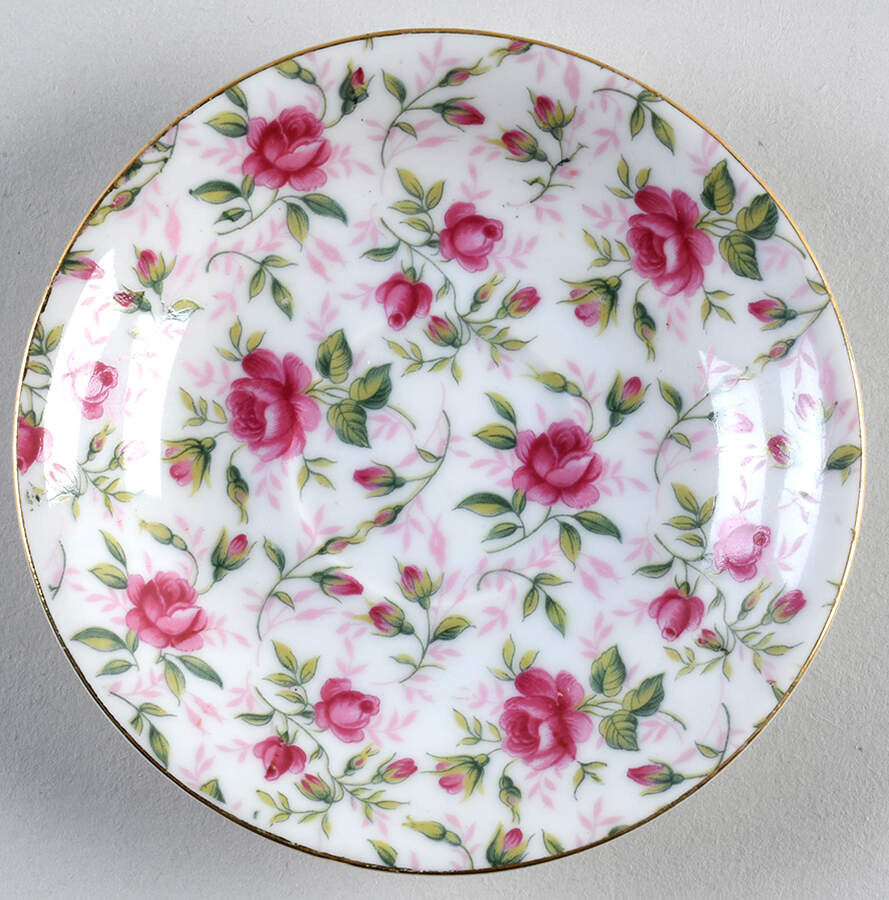 Rose Chintz Saucer for Footed Demitasse Cup by Lefton-1