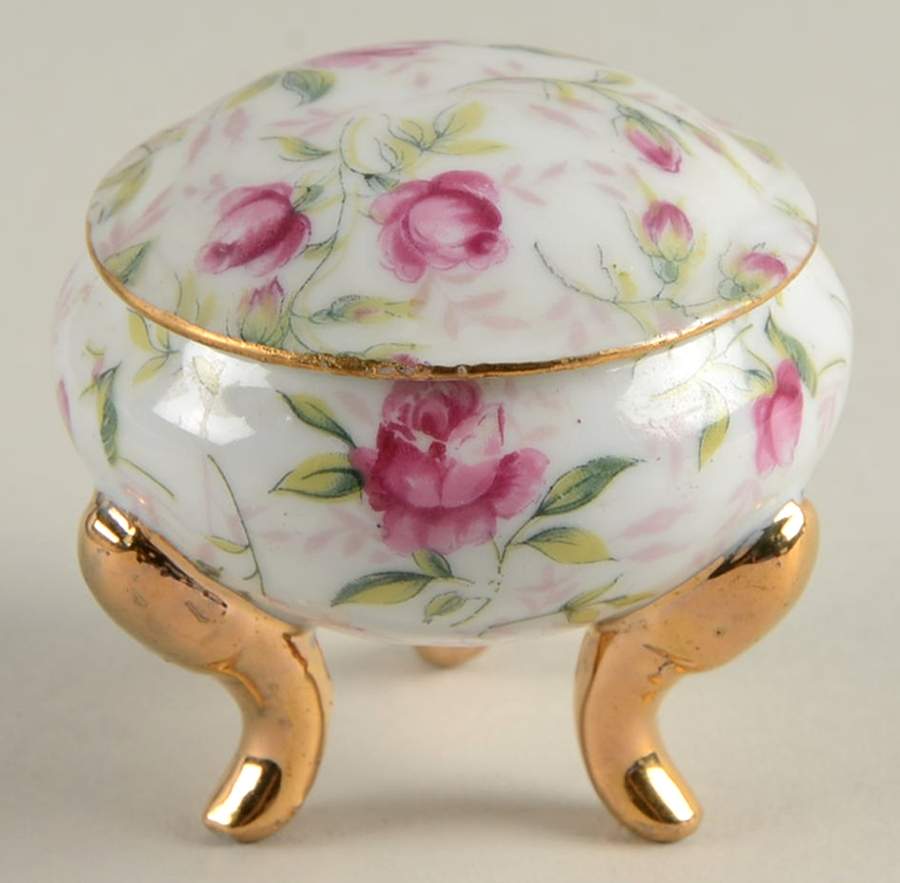 Rose Chintz Pill Box by Lefton-1