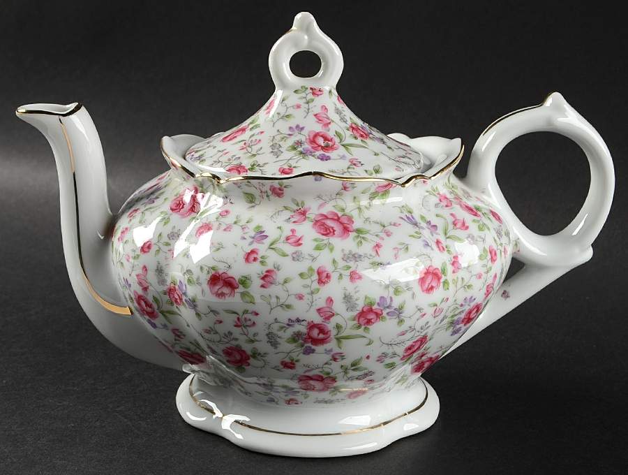 Rose Chintz Musical Teapot & Lid by Lefton-1