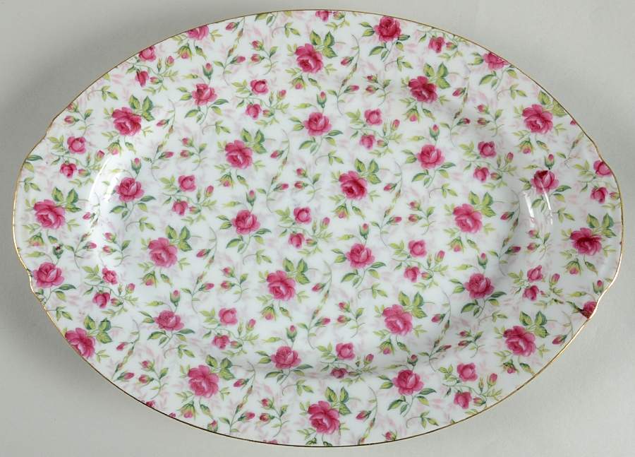 Rose Chintz 12" Oval Serving Platter by Lefton-1