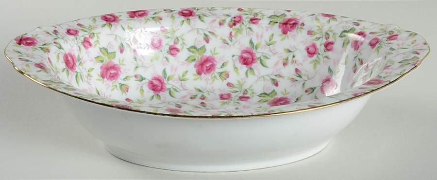 Rose Chintz 10" Oval Vegetable Bowl by Lefton-1