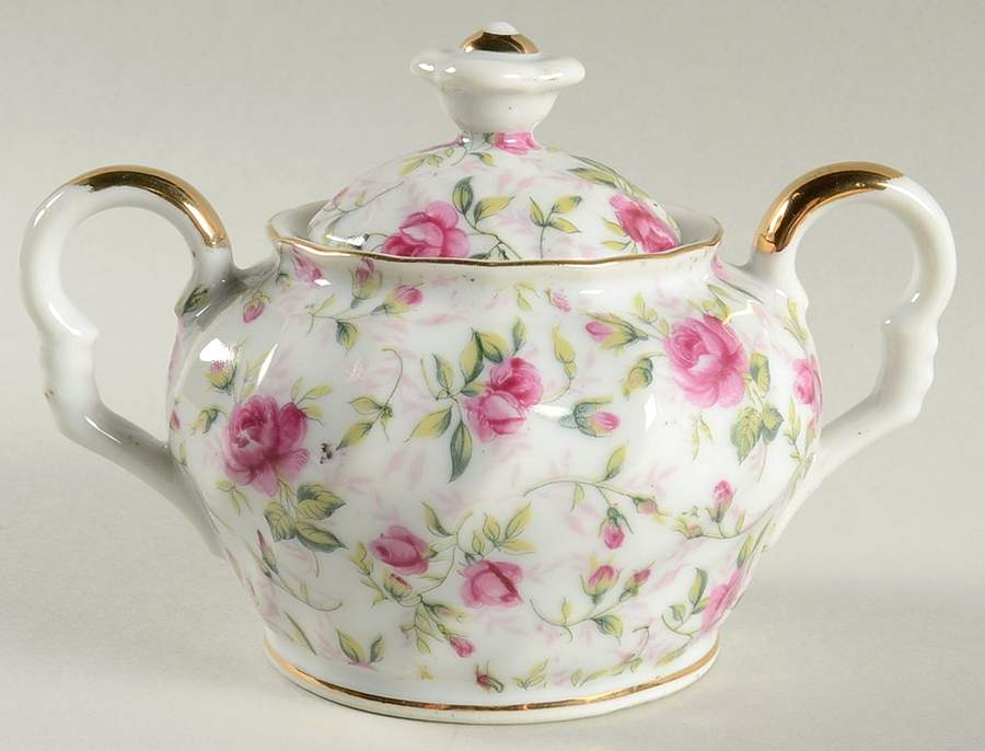 Rose Chintz Sugar Bowl & Lid by Lefton-1