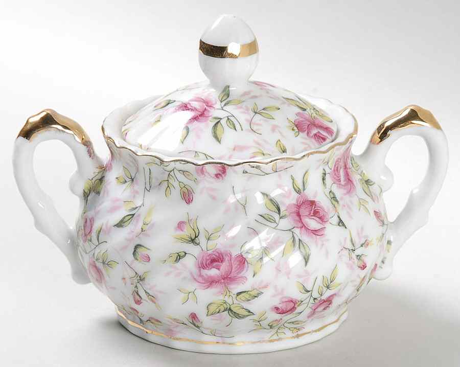 Rose Chintz Sugar Bowl & Lid by Lefton-1