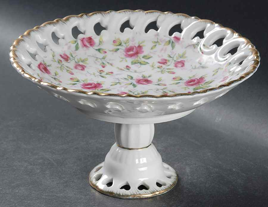 Rose Chintz Round Compote (Height X Width) by Lefton-1