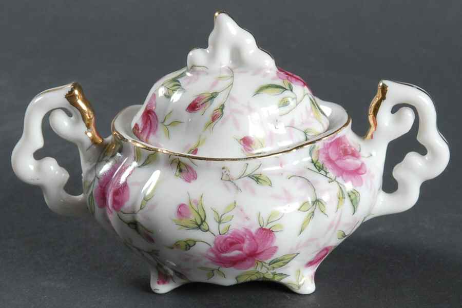 Rose Chintz Individual Sugar Bowl & Lid by Lefton-1