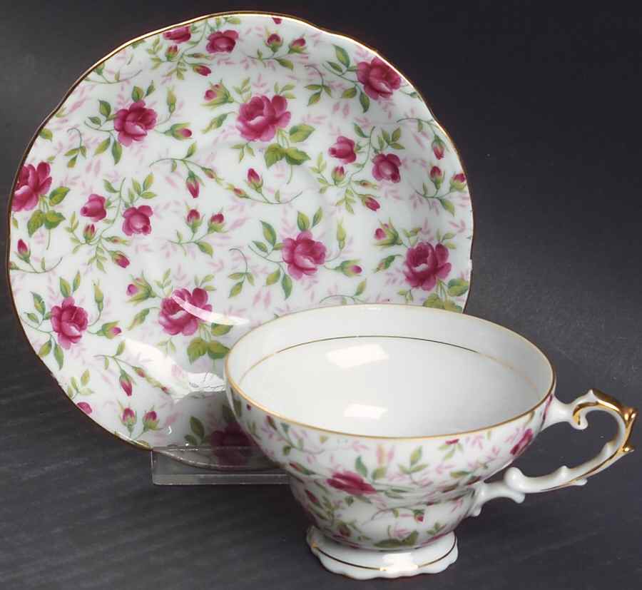 Rose Chintz Footed Cup & Saucer Set by Lefton-1