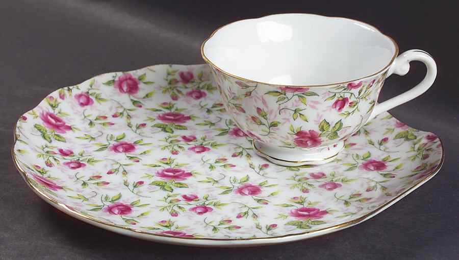 Rose Chintz Snack Plate & Cup Set by Lefton-1