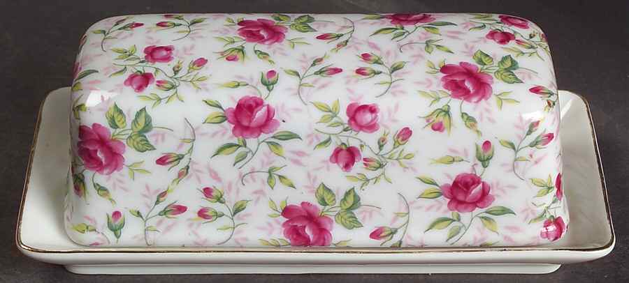 Rose Chintz 1/4 Lb Covered Butter by Lefton-1