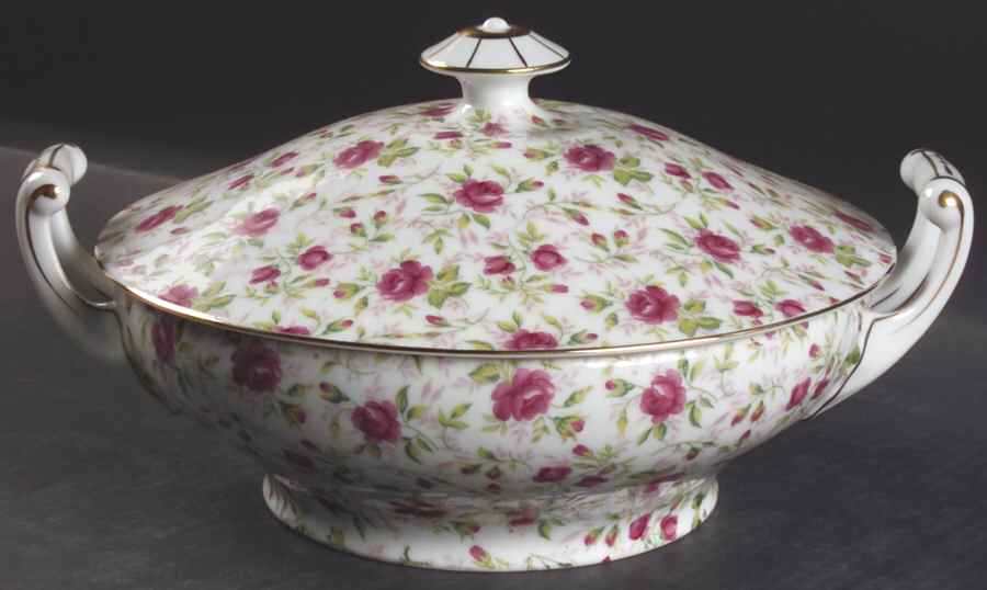 Rose Chintz Round Covered Vegetable by Lefton-1