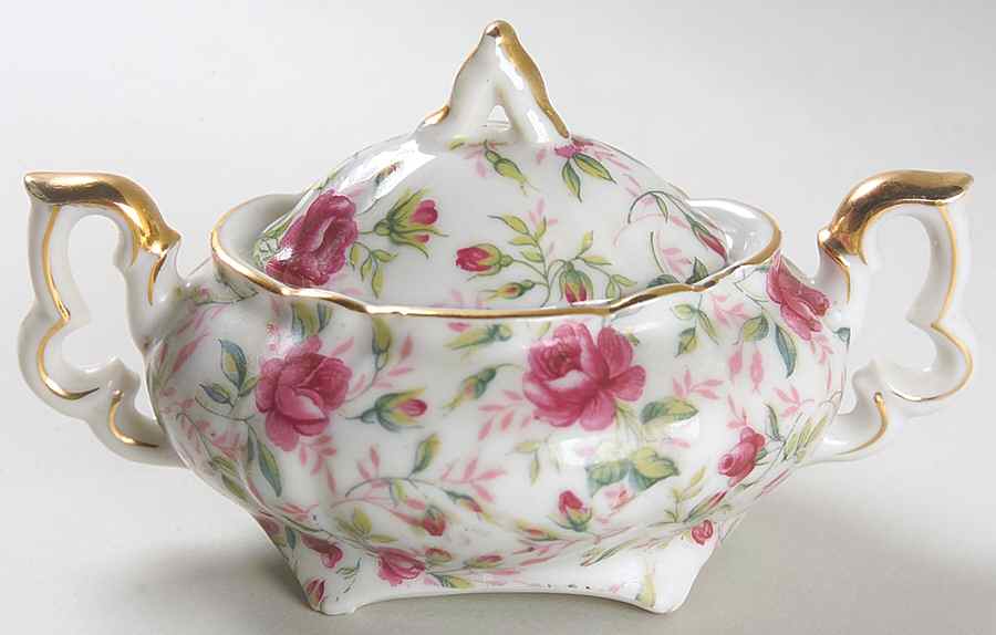 Rose Chintz Mini Sugar Bowl & Lid by Lefton-1