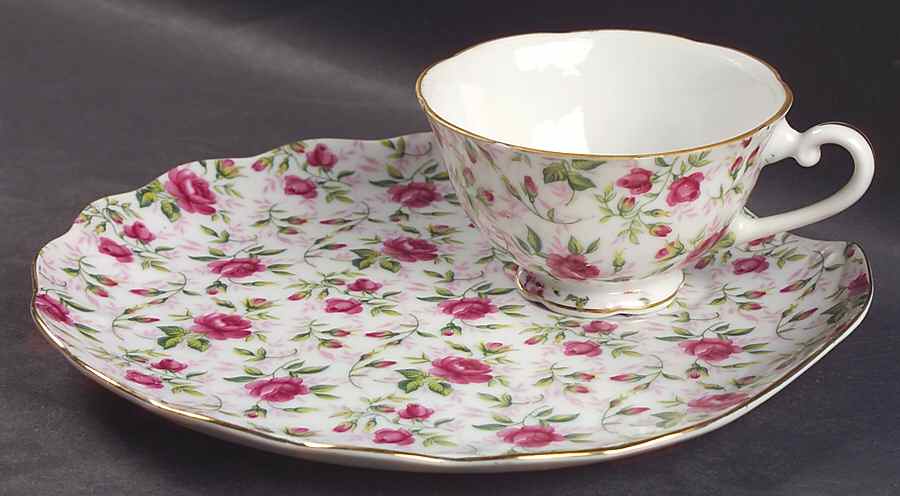 Rose Chintz Snack Plate & Cup Set by Lefton-1