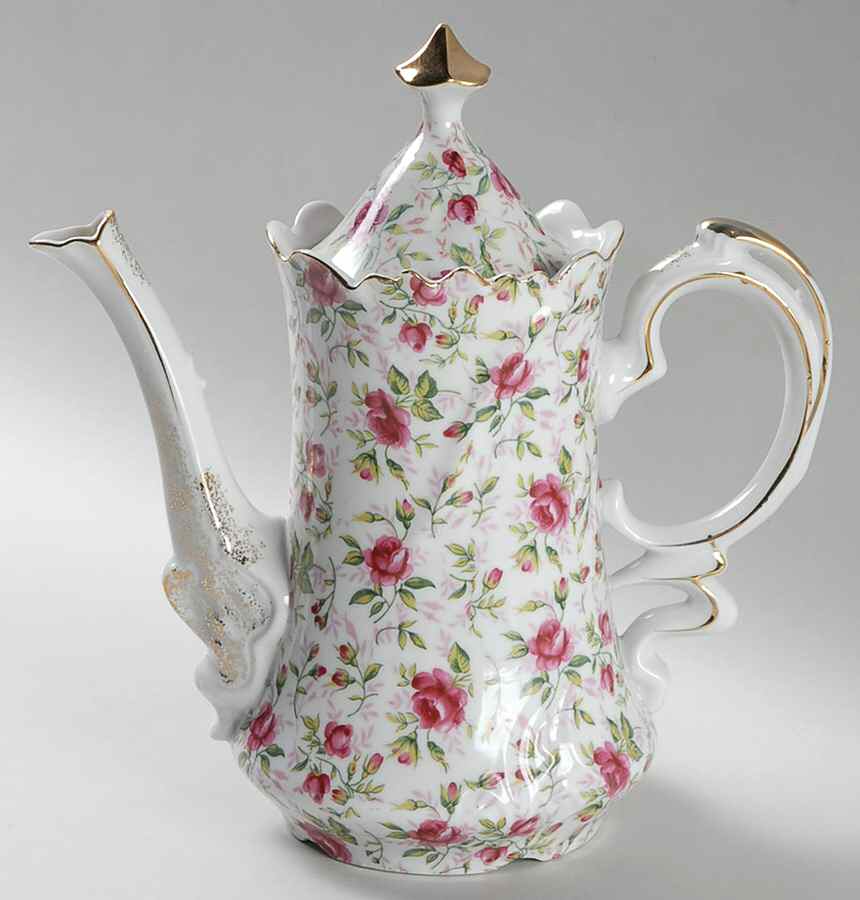 Rose Chintz Coffee Pot & Lid by Lefton-1