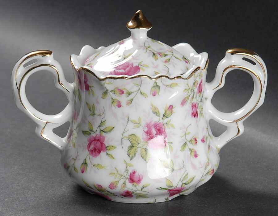 Rose Chintz Sugar Bowl & Lid by Lefton-1