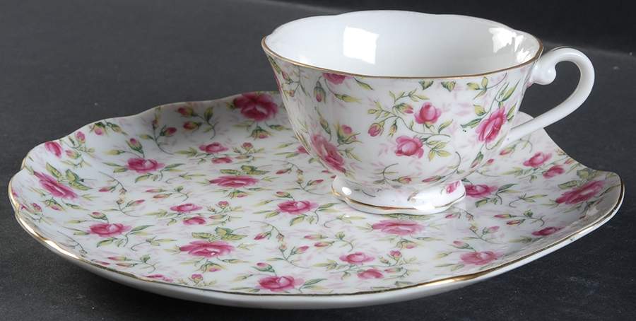 Rose Chintz Snack Plate & Cup Set by Lefton-1