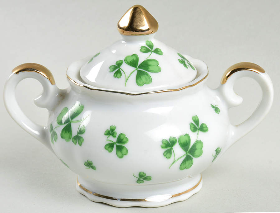 Shamrock St Patrick Sugar Bowl & Lid by Lefton-1