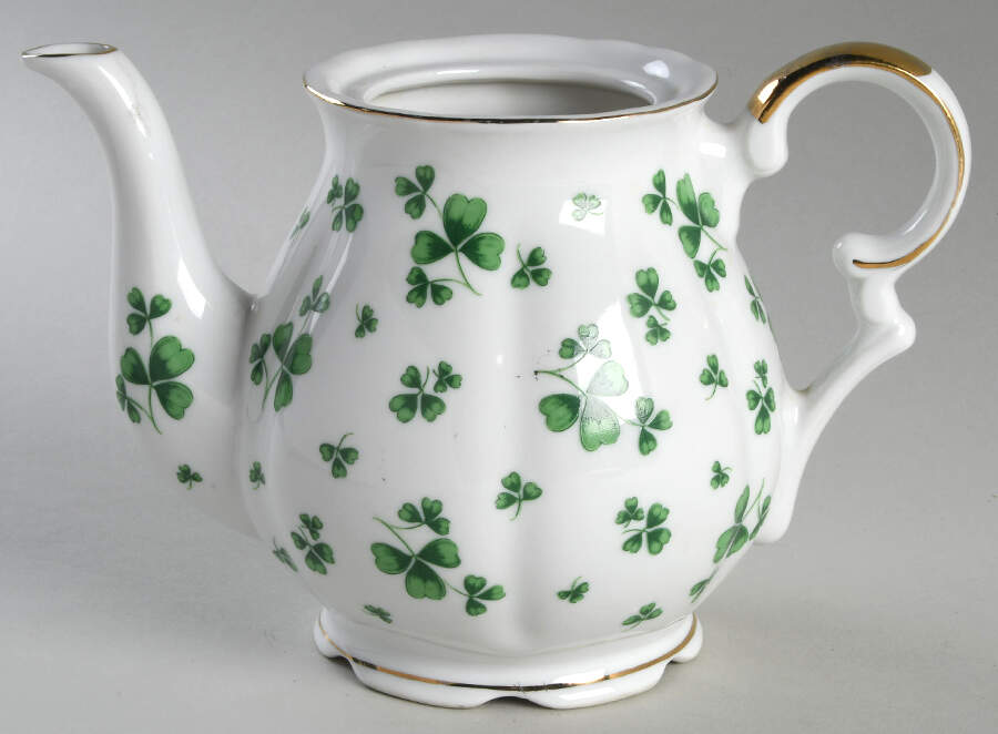 Shamrock St Patrick Teapot No Lid by Lefton-1