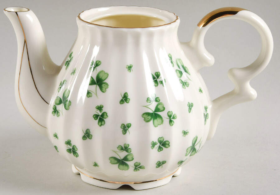 Shamrock St Patrick Musical Teapot No Lid by Lefton-1