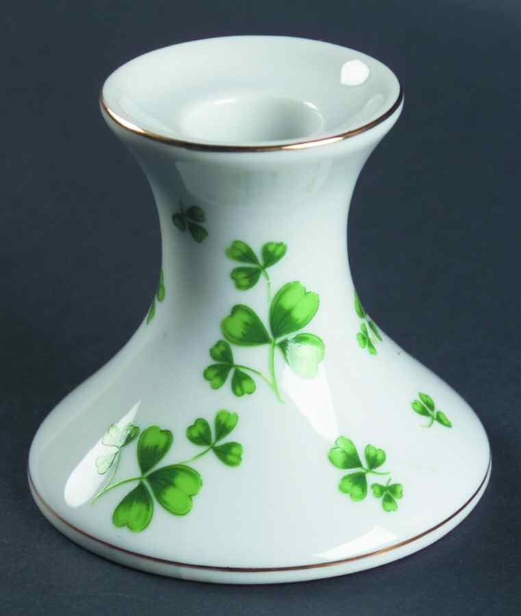 Shamrock St Patrick 3" Candlestick by Lefton-1